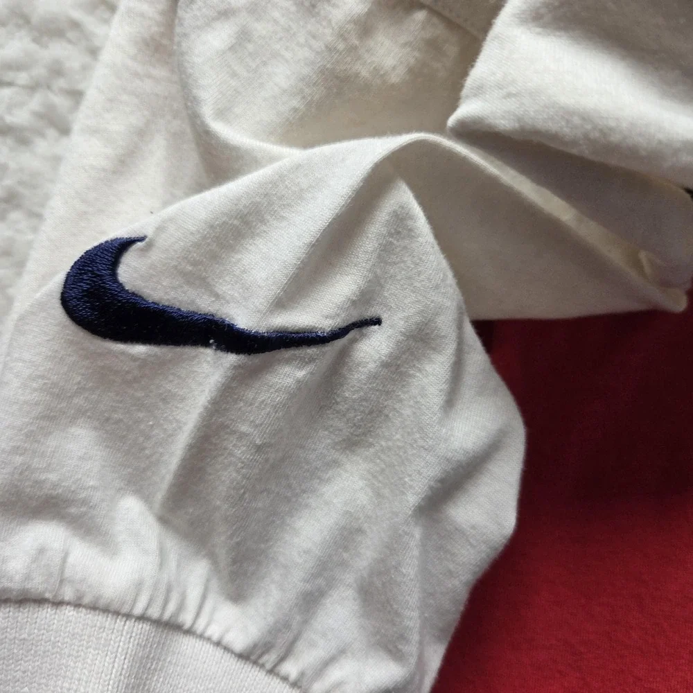 Vintage Nike Polo Shirt Mens M White Colorblock Graphic Cotton Knit Top